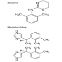 Chemical structures of xylazine and medetomidine